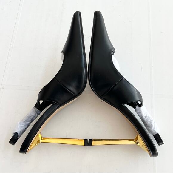 New PLT Black PU Point Tie Buckle Sling Back Heeled Sandals Womens SIZE 8 - Picture 5 of 11